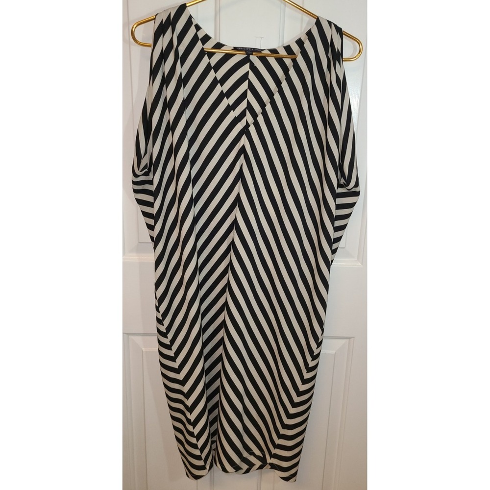 Felicity & Coco Women's Mini Shift Oversized V-Neck Striped Dress New Sz XL - Picture 7 of 7